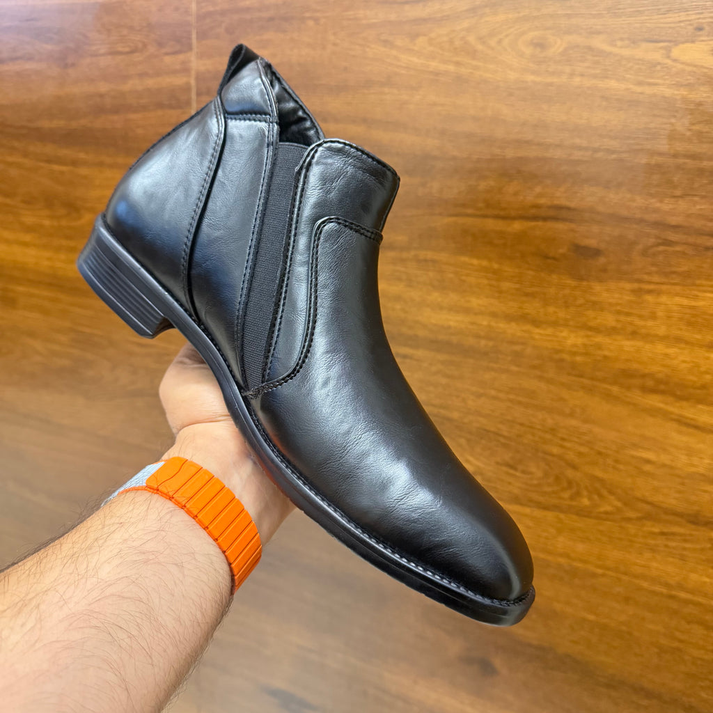 BHYROSS Men's Faux Leather Chelsea Boots | High-Top Formal Dress Shoes with Premium Side Zipper and Durable TPR Sole