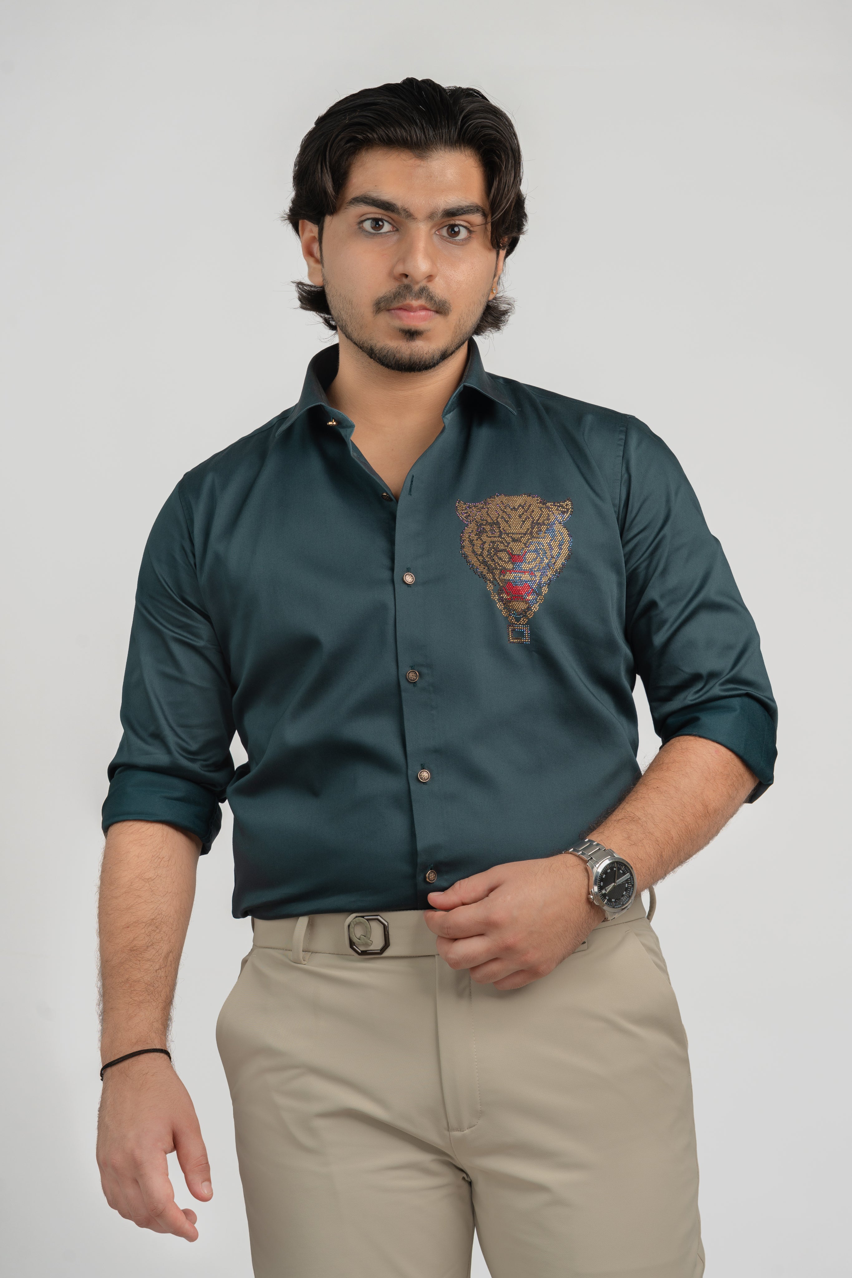 Tiger  olive Full Sleeve Shirt