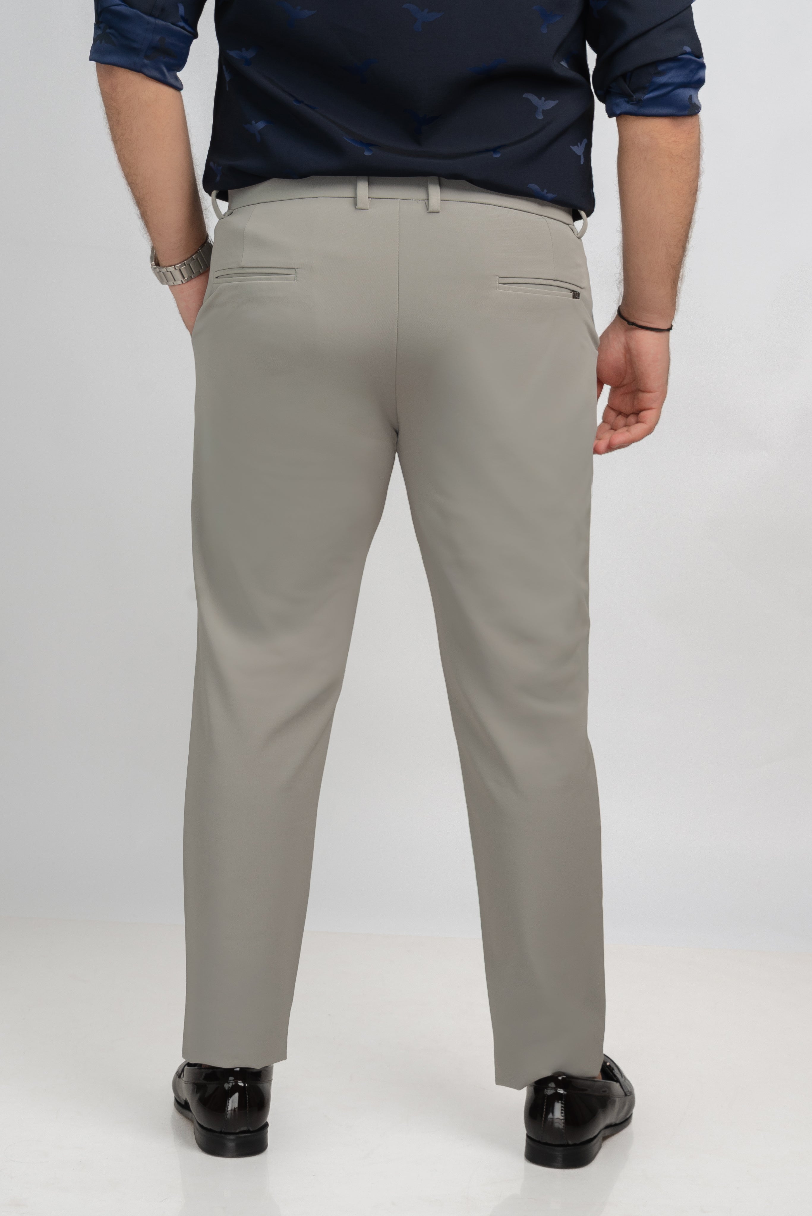 Ash Grey Buckle Pants Trouser