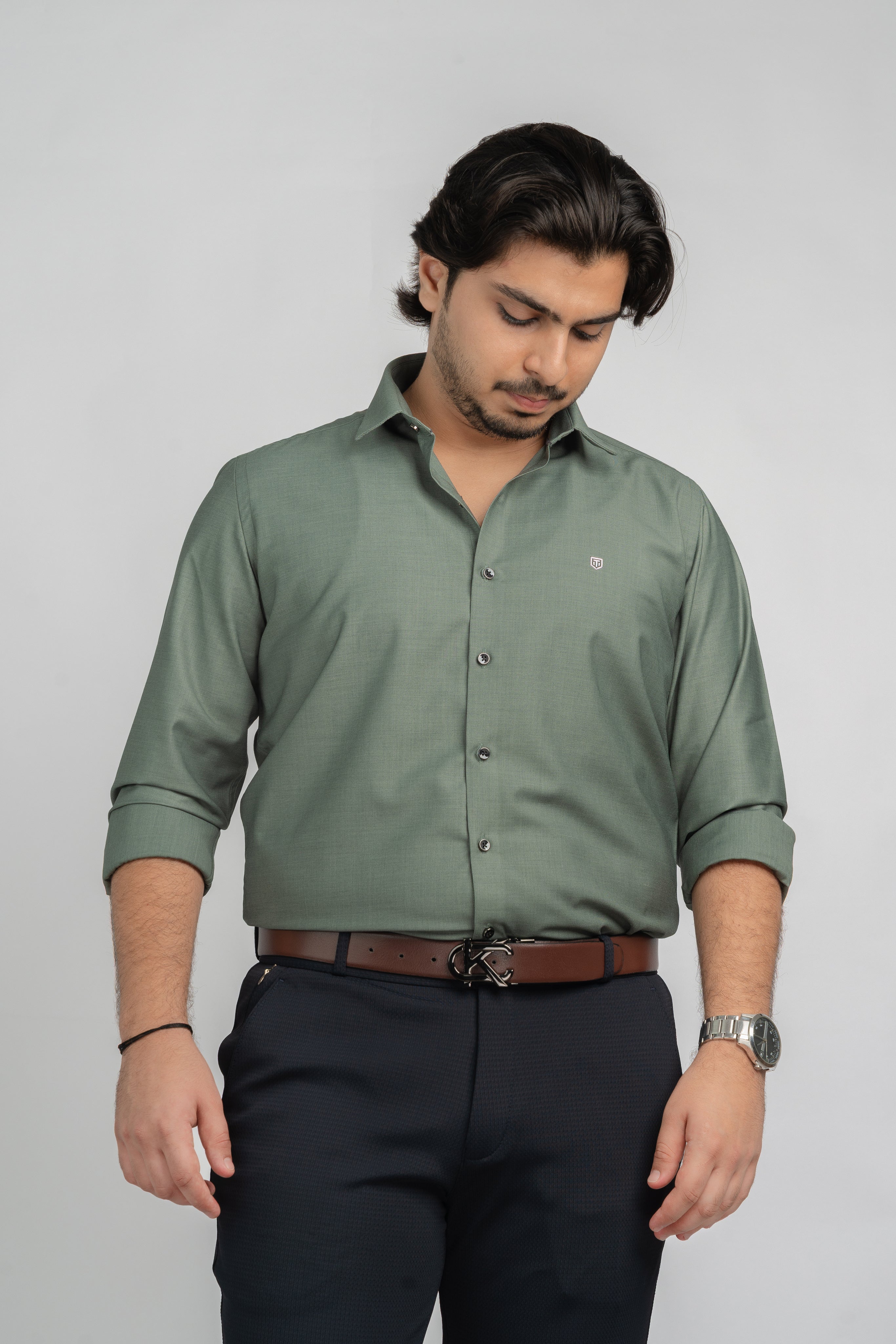 Plain N green Full Sleeve Shirt
