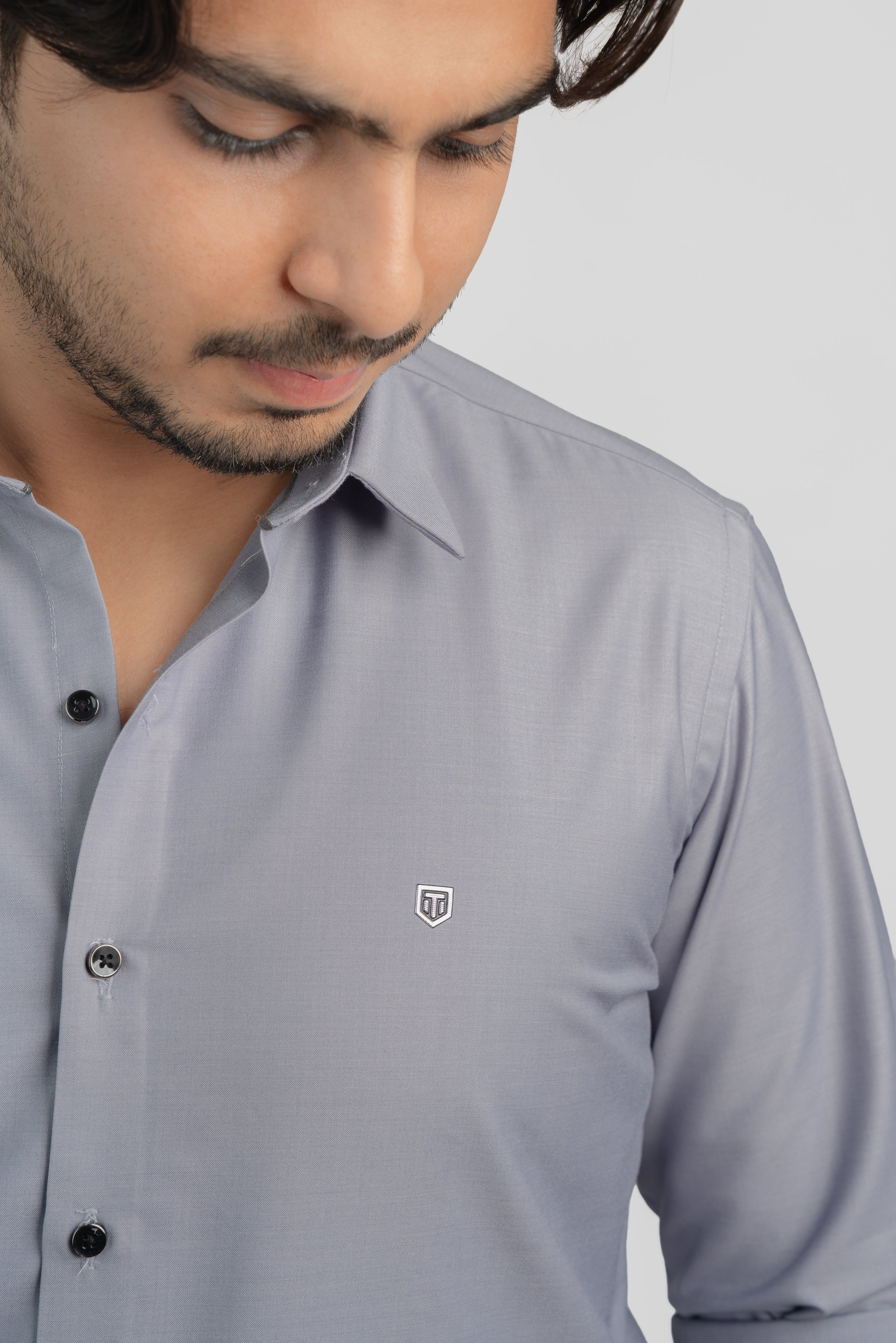 Plain Light Grey Full Sleeve Shirt