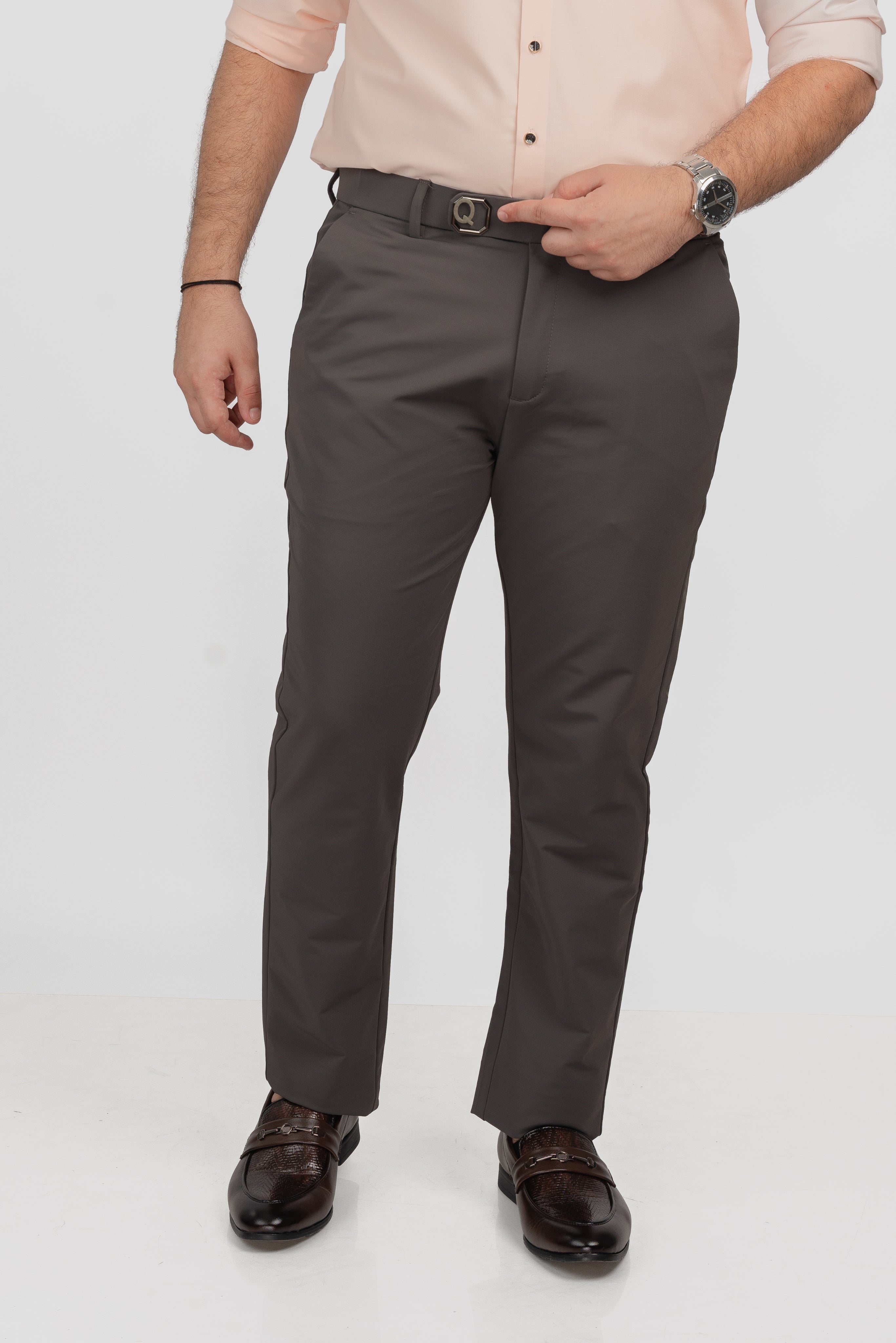 Dark Grey Buckle Pant