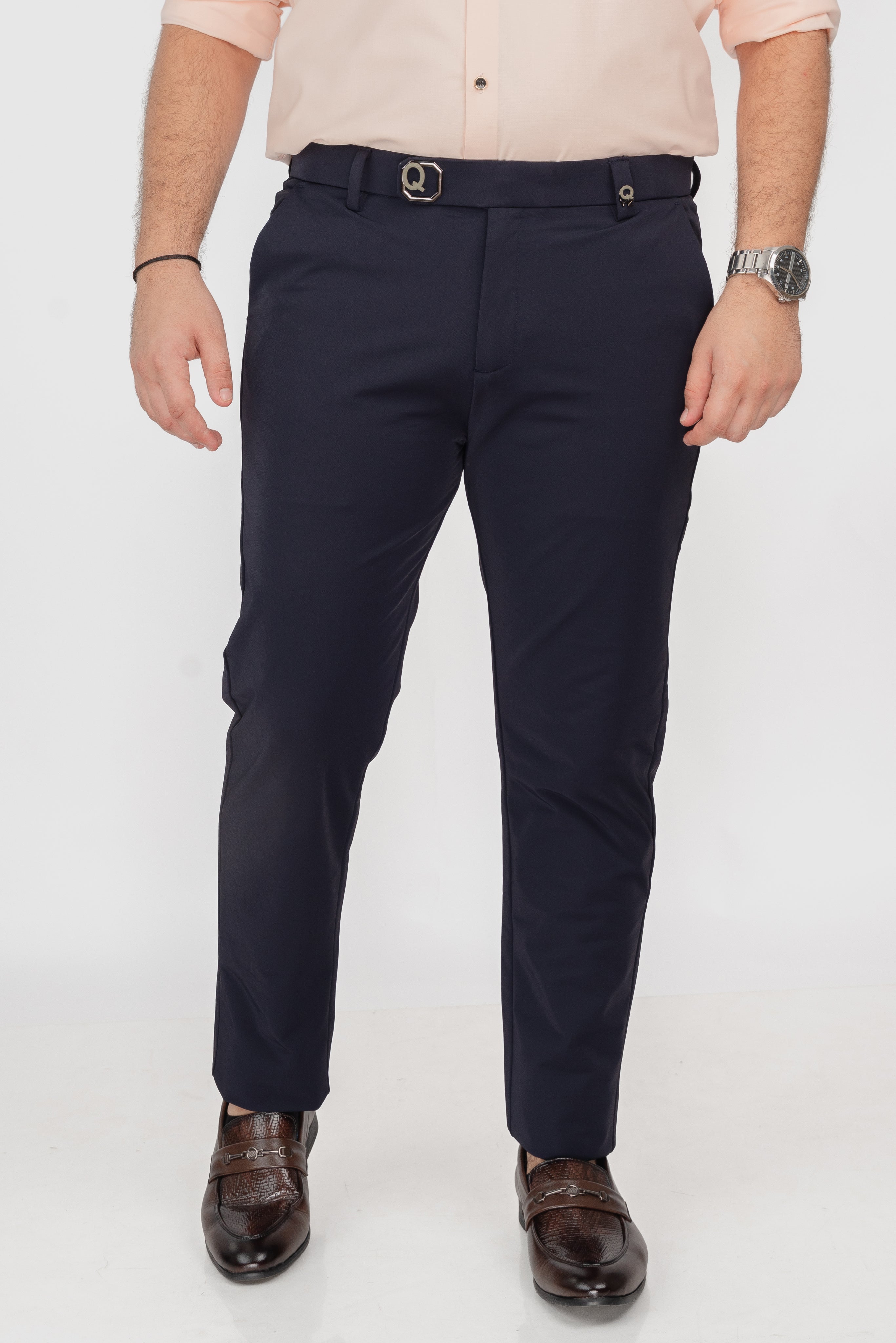 Navy Blue Buckle Pant