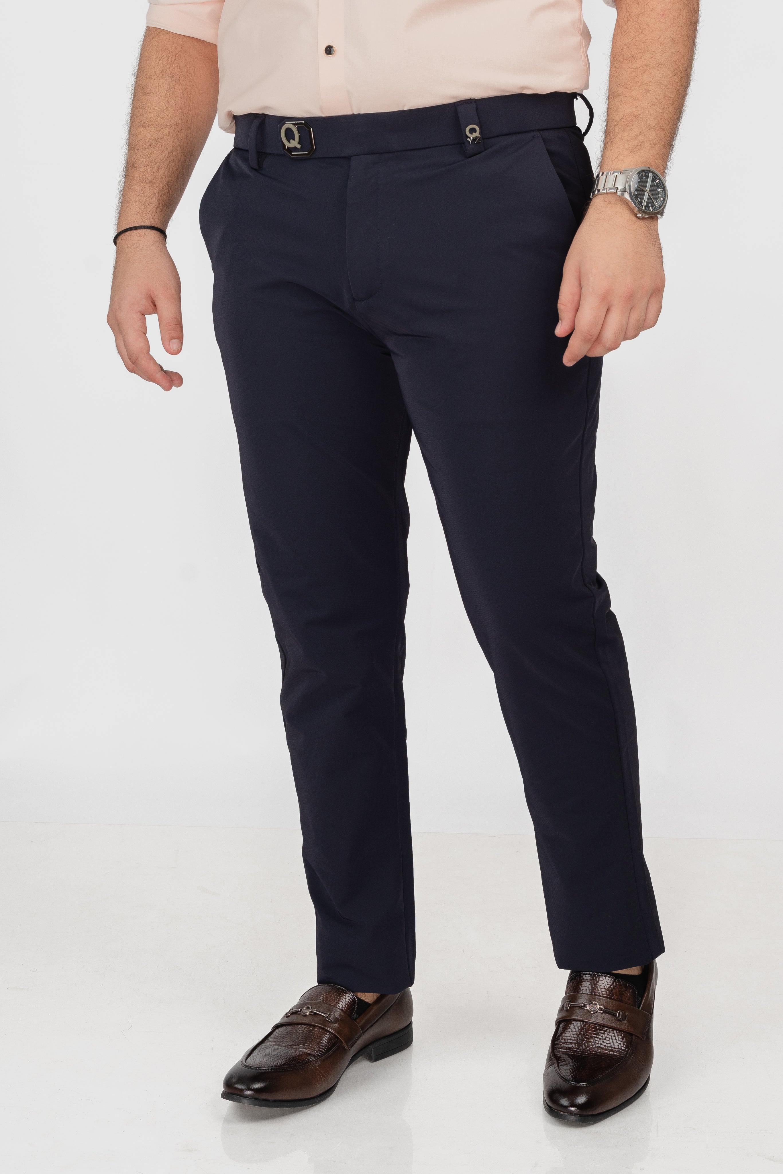 Navy Blue Buckle Pant