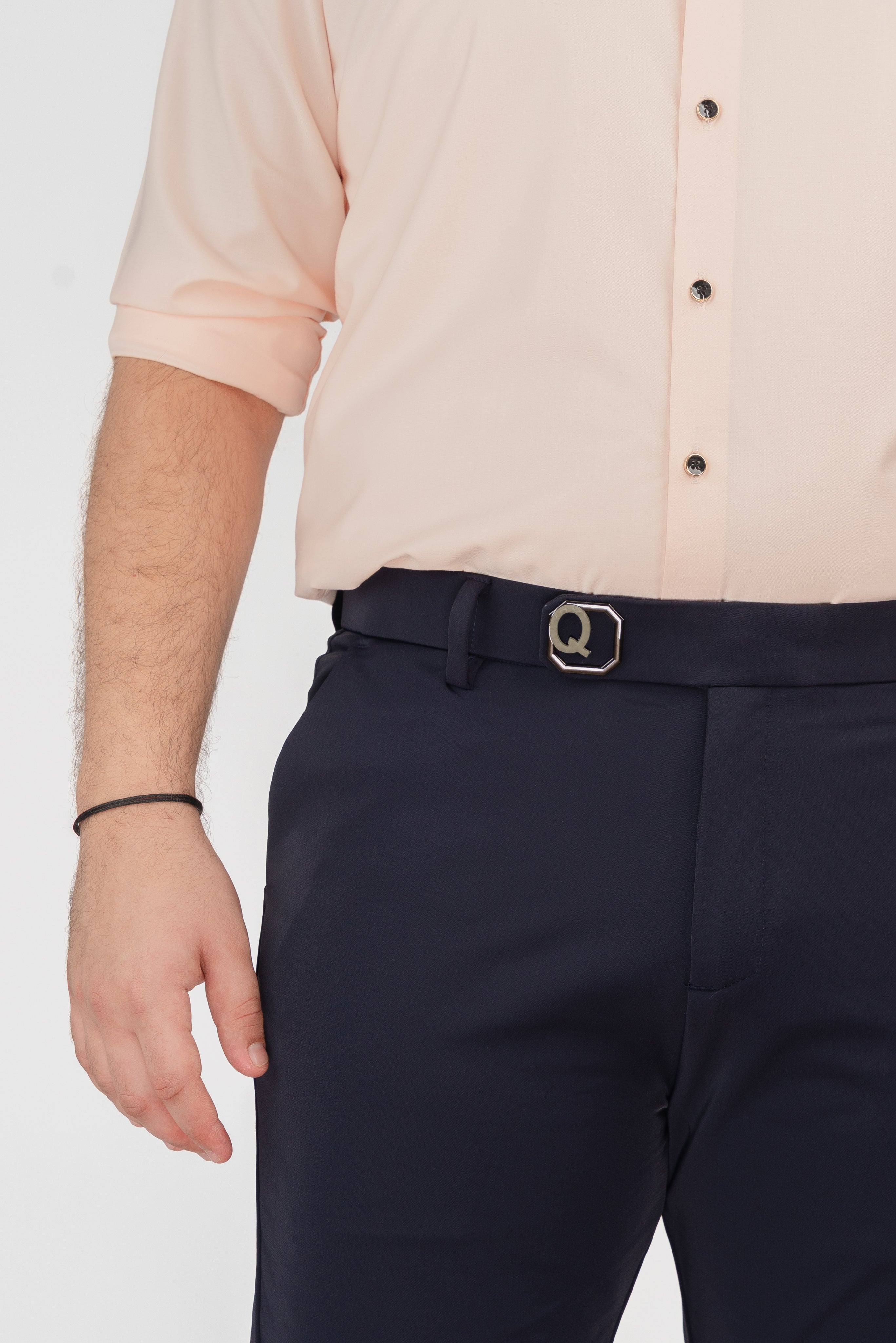 Navy Blue Buckle Pant