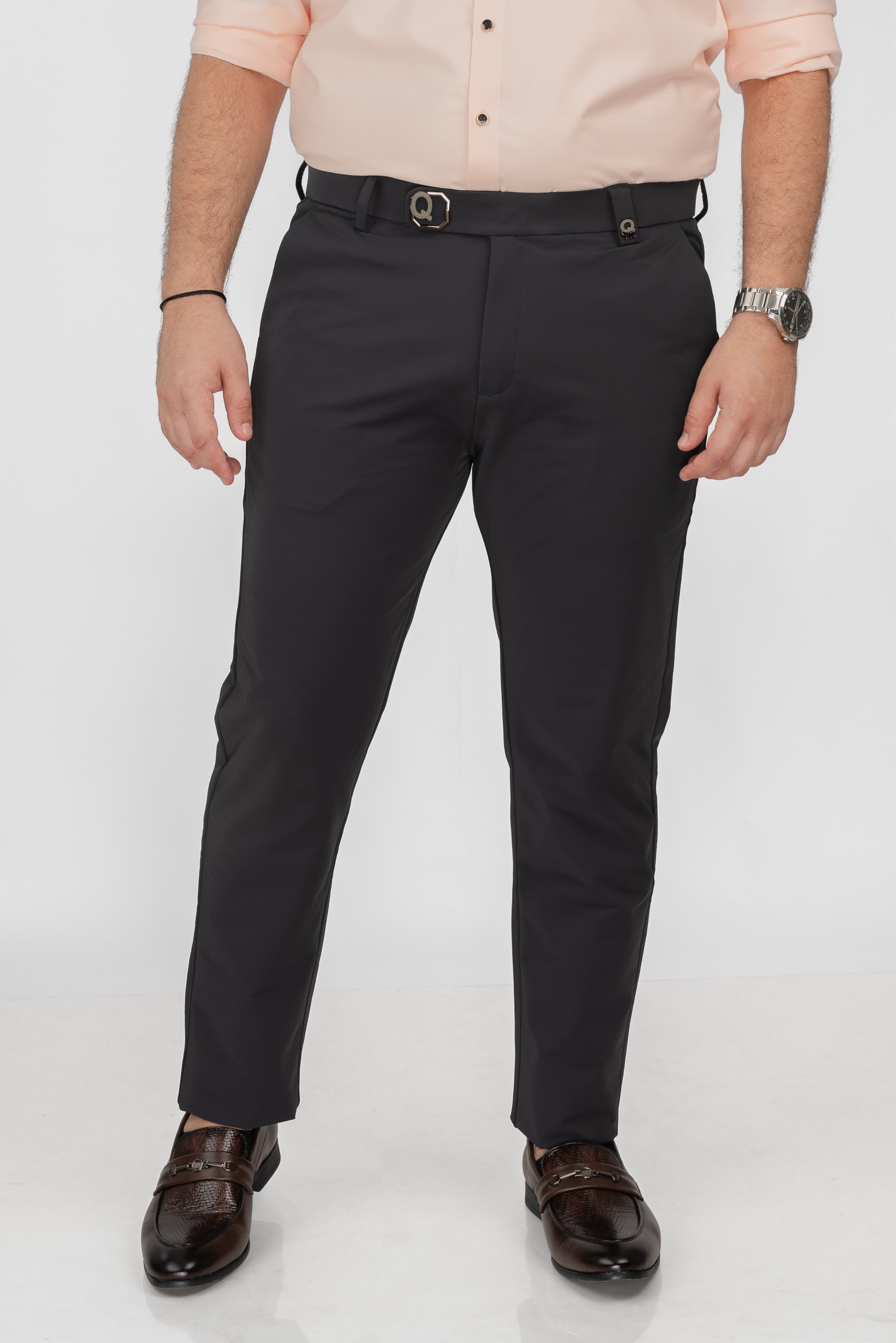 Charcoal Grey Buckle Pant