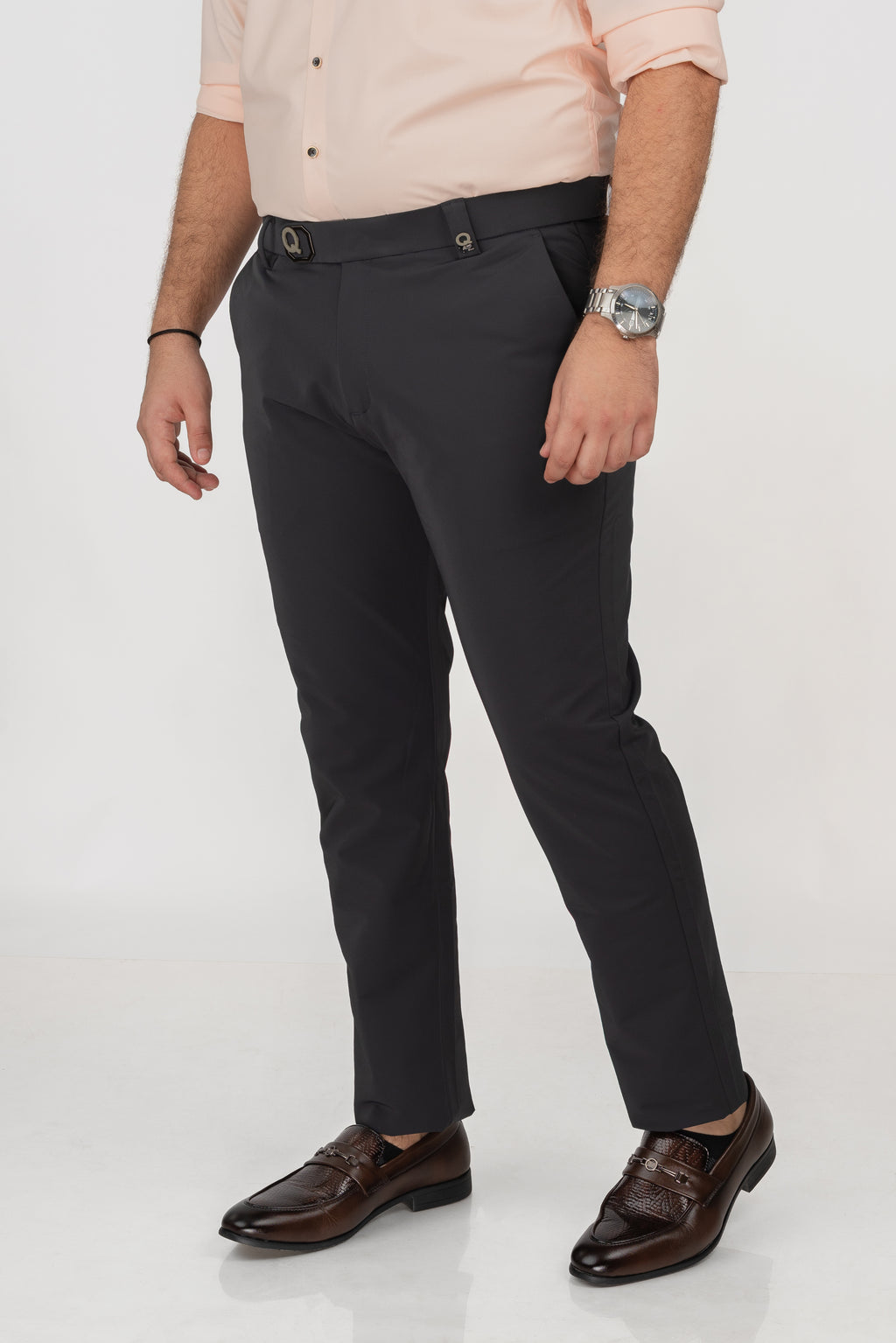 Charcoal Grey Buckle Pant