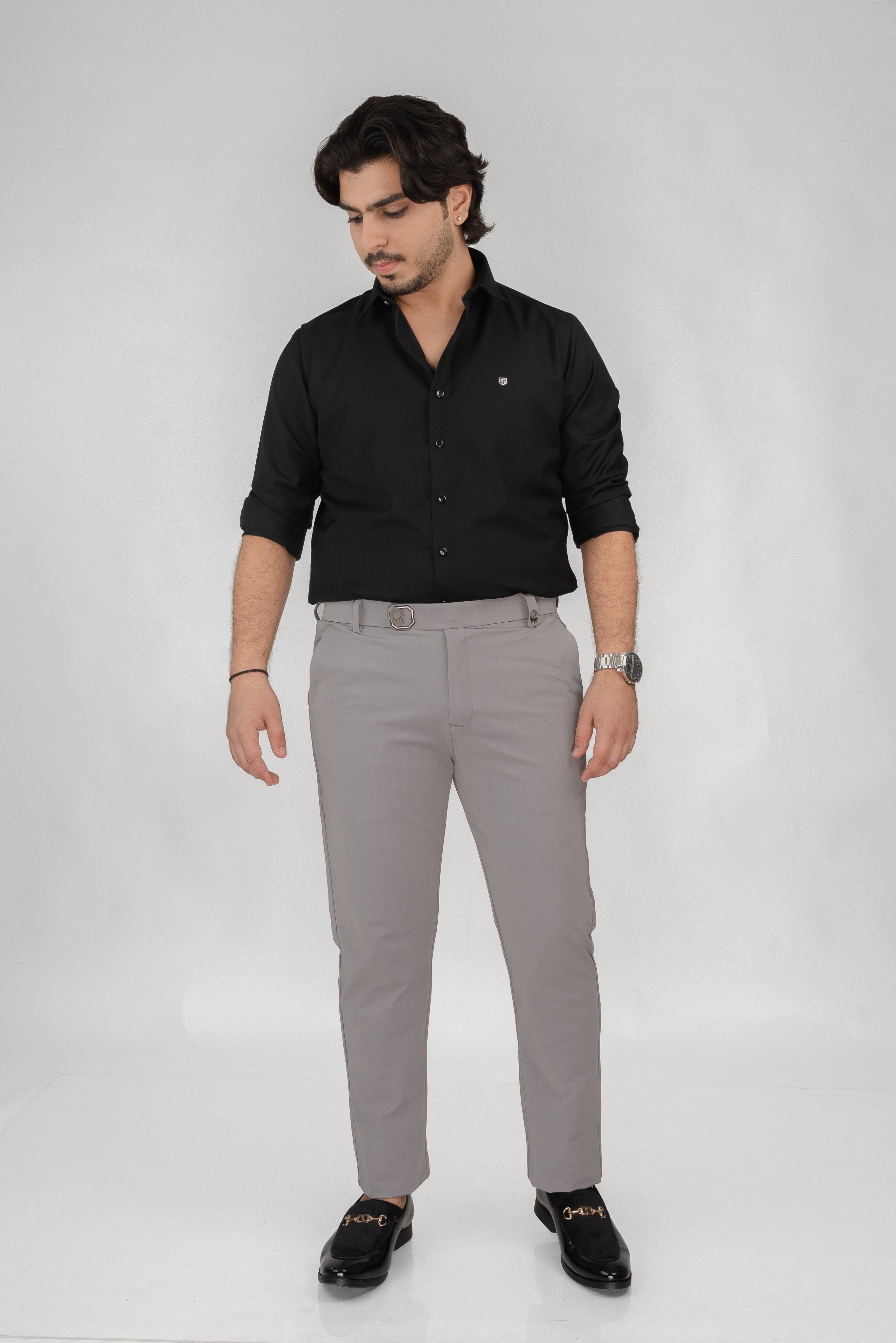 Light Grey Buckle Pant