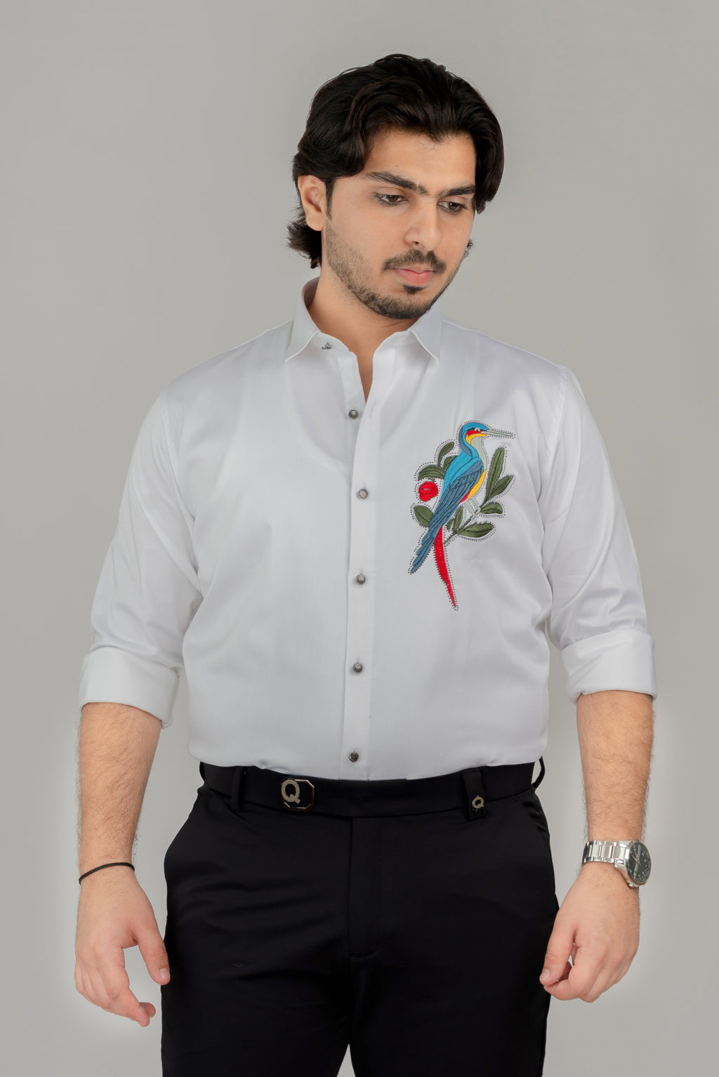 White Parrot Full Sleeve Shirt
