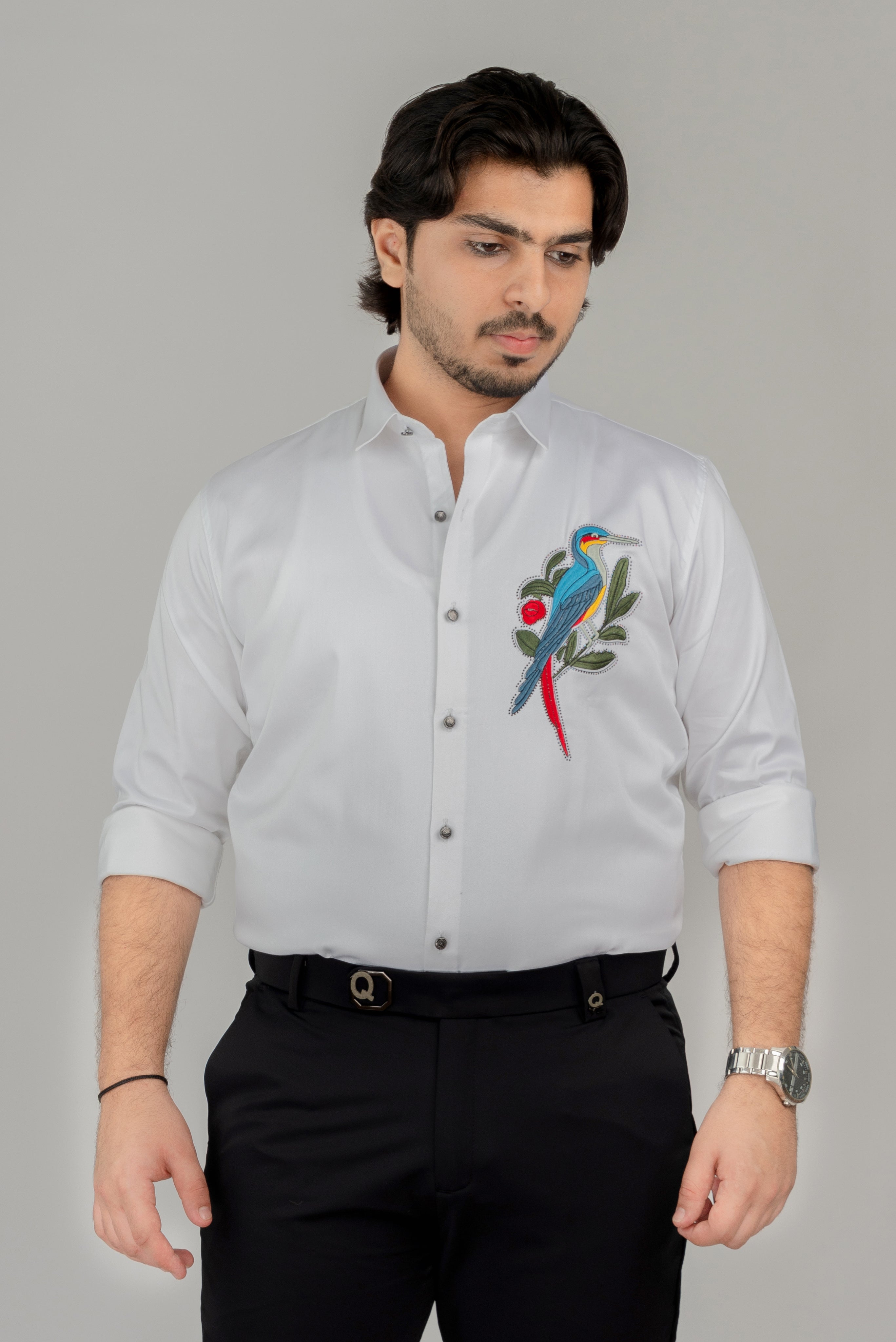 White Parrot Full Sleeve Shirt