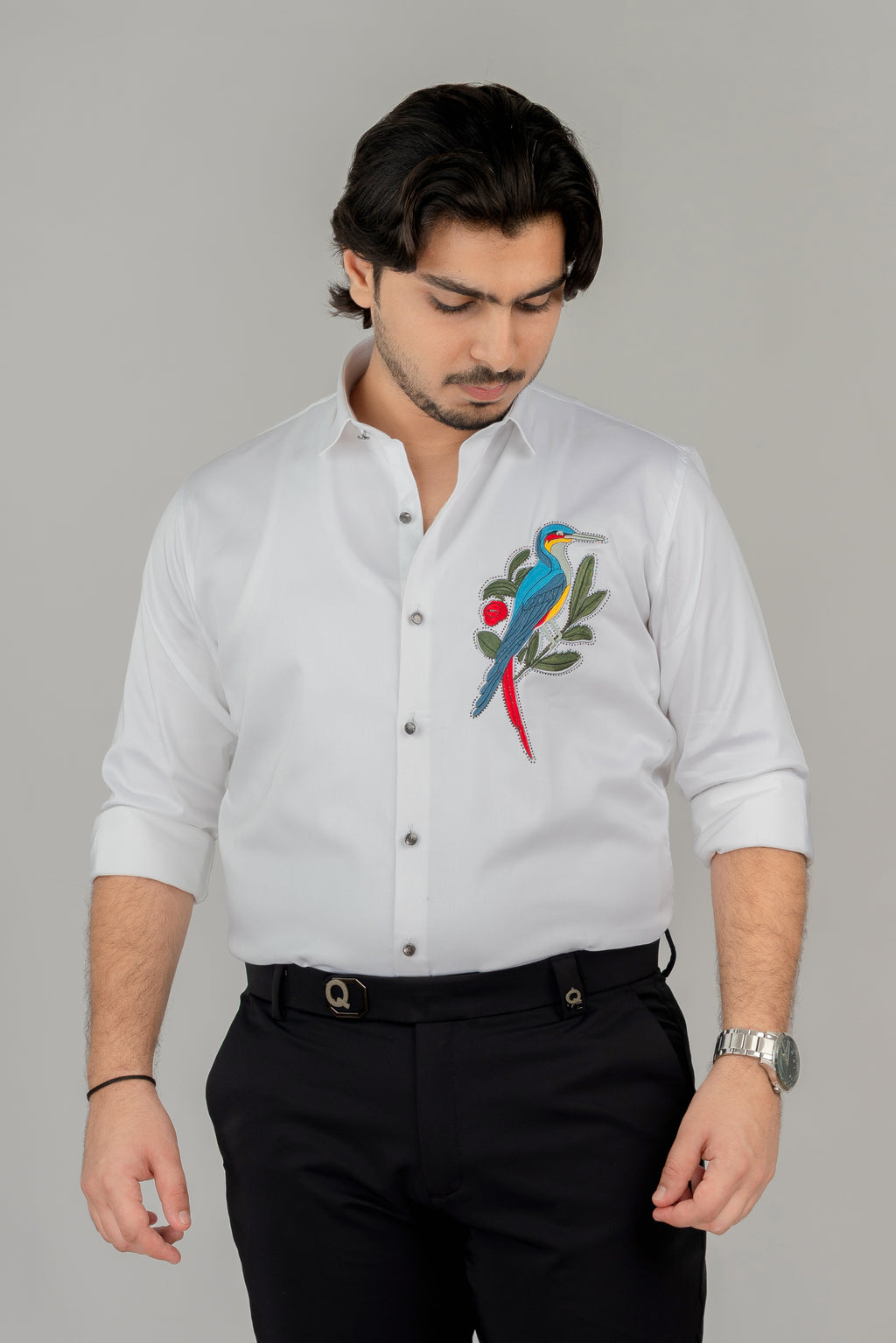 White Parrot Full Sleeve Shirt