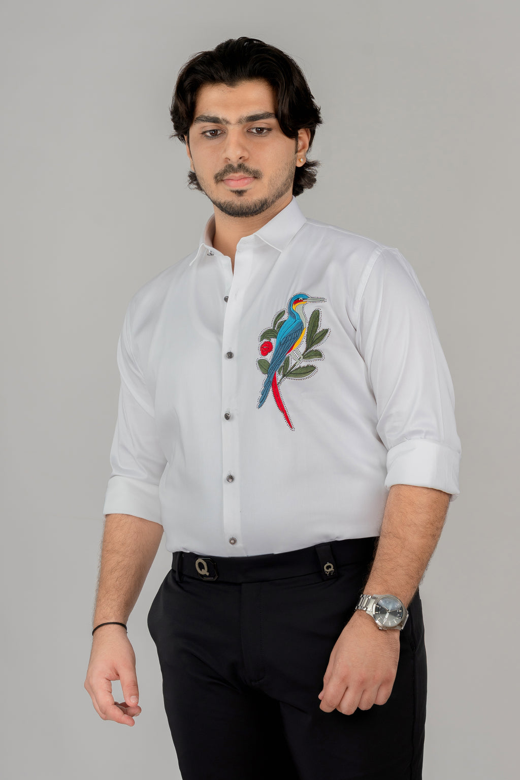 White Parrot Full Sleeve Shirt