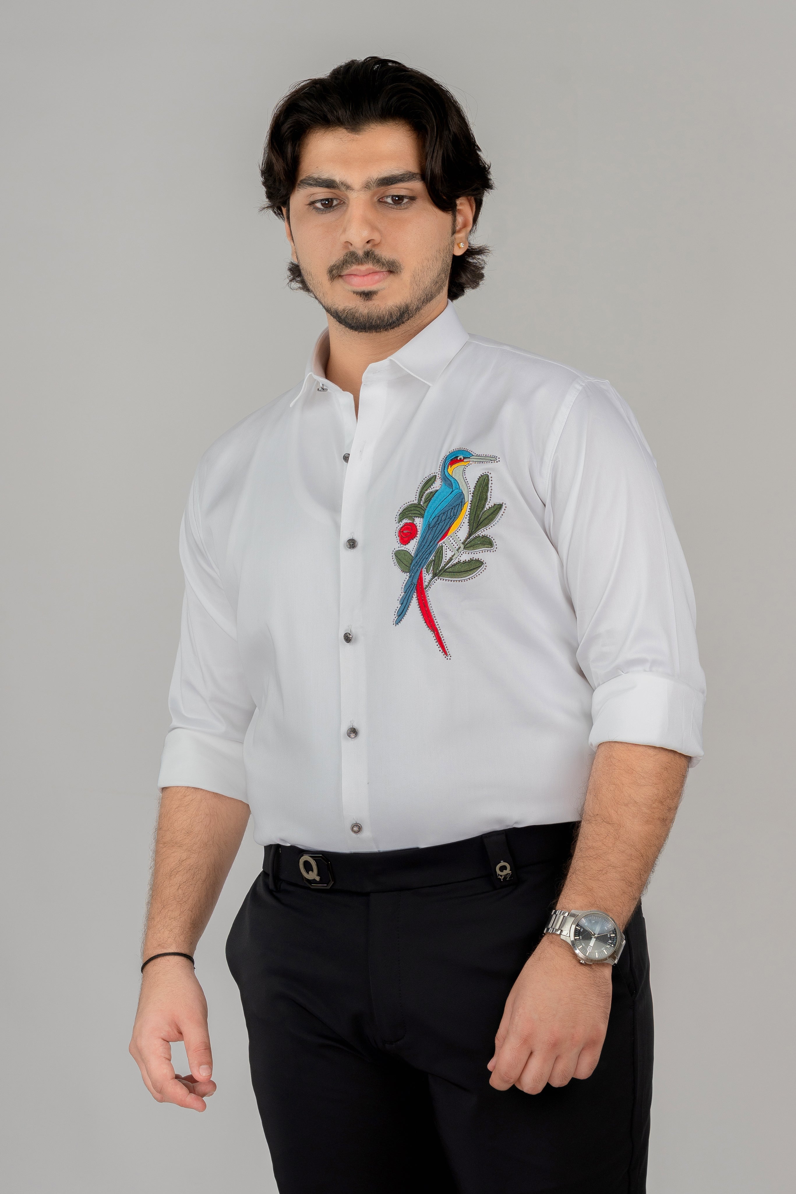 White Parrot Full Sleeve Shirt