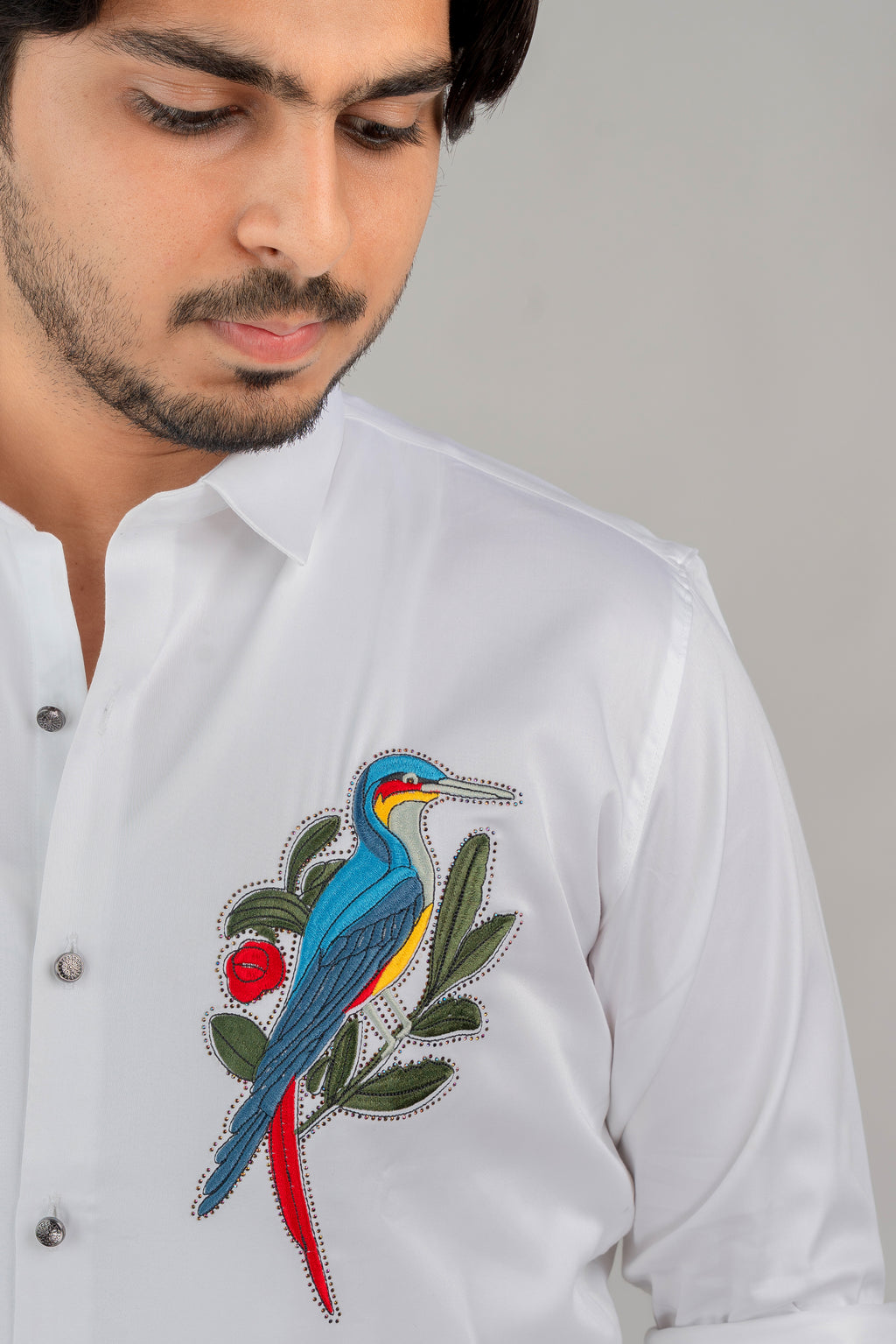 White Parrot Full Sleeve Shirt