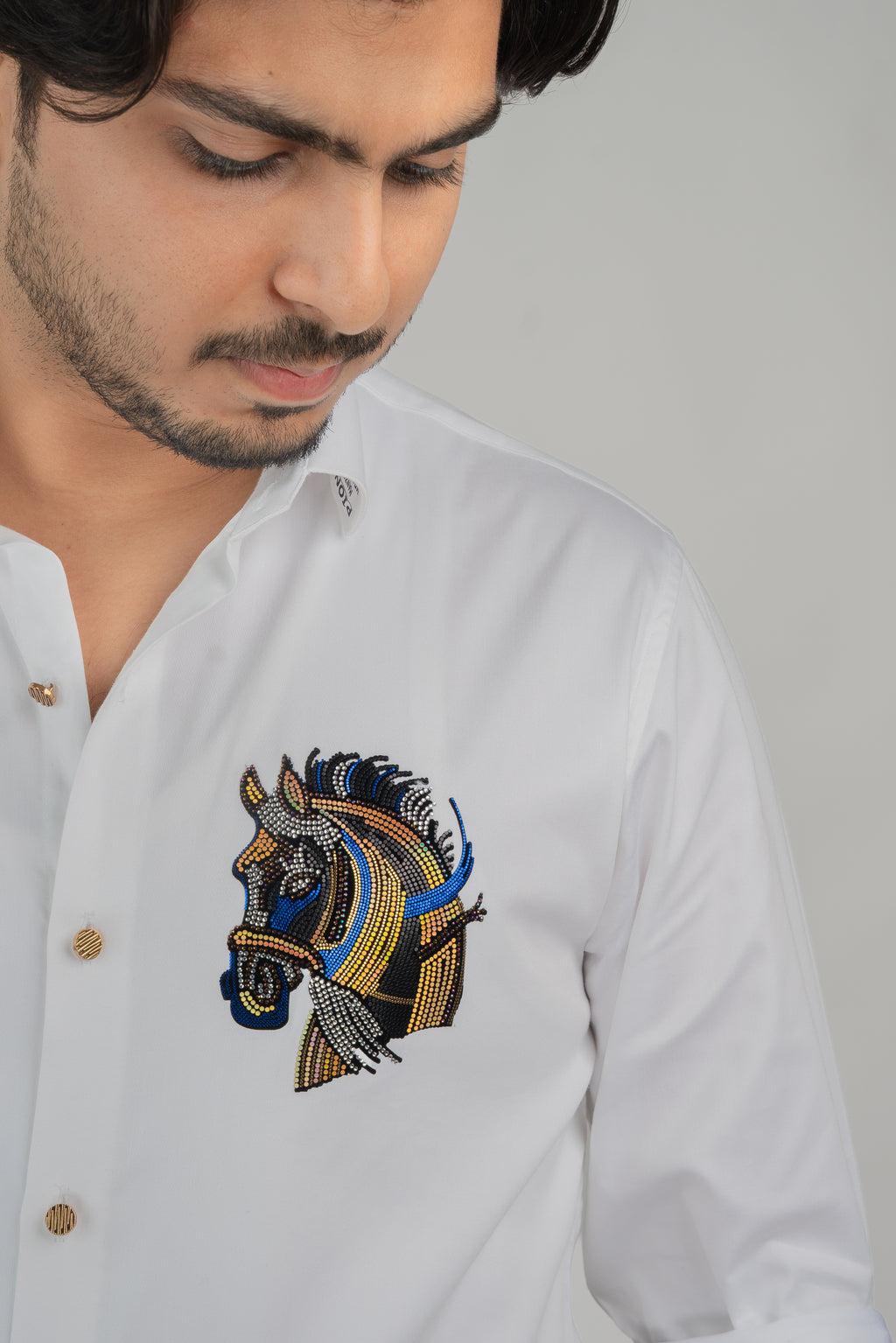 Horse White  Full Sleeve Shirt